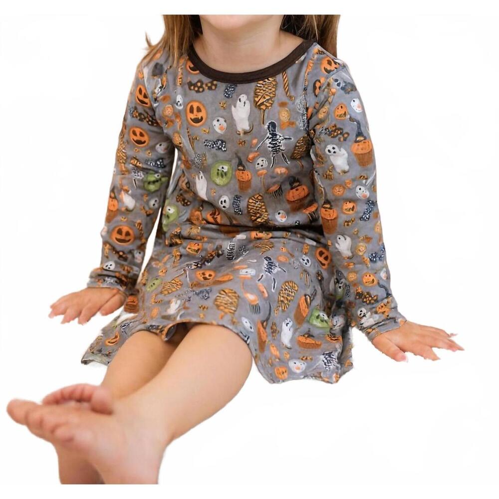 NEW KICKEE long sleeve twirl dress with pockets in halloween treats